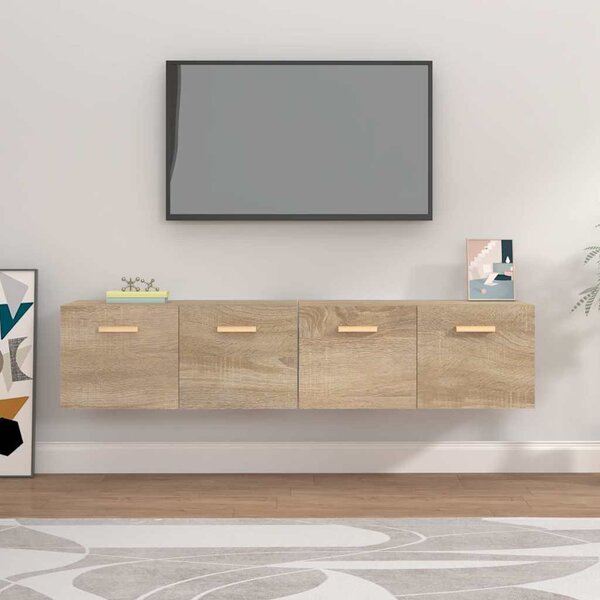 2 db sonoma tölgy színű szerelt fa faliszekrény 80x35x36,5 cm