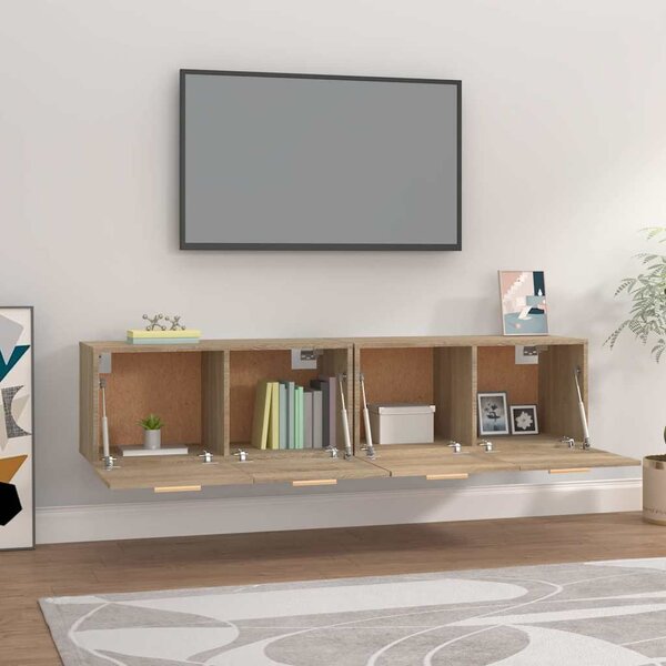 2 db sonoma tölgy színű szerelt fa faliszekrény 80x35x36,5 cm