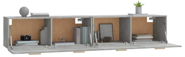 2 db betonszürke szerelt fa faliszekrény 100 x 36,5 x 35 cm