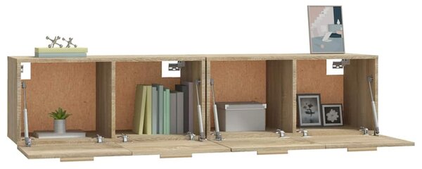 2 db sonoma tölgy színű szerelt fa faliszekrény 80x35x36,5 cm