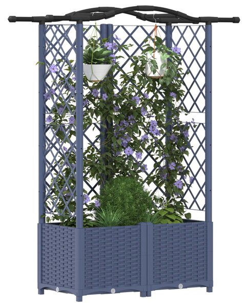 Magasított Ágy Trellis-szel és Tetővel Szürke 122 x 40 x 138 cm