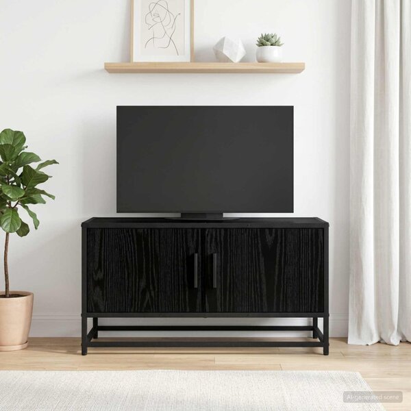 TV szekrény 80 x 34,5 x 40 cm Fekete Tölgy Szerelt Fa