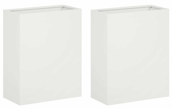Kerti cserép 2 db Fehér 40 x 20 x 40 cm Hidegen hengerelt acél