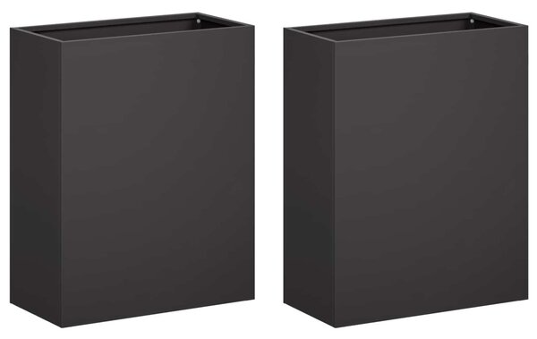Kerti cserép 2 db Fekete 40 x 20 x 40 cm Hidegen hengerelt acél