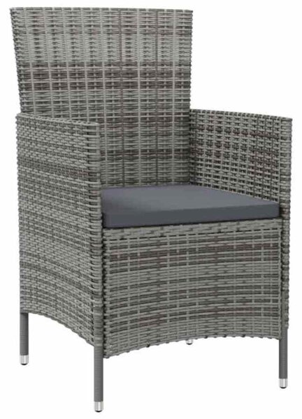 7 részes szürke polyrattan kültéri étkezőgarnitúra párnákkal