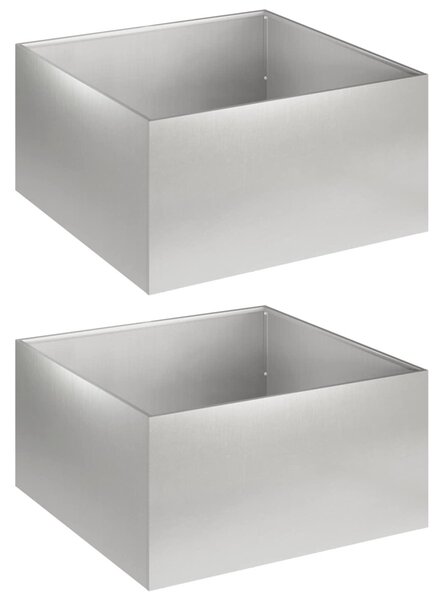 Kerti cserép 2 db Ezüst 60 x 60 x 30 cm Rozsdamentes Acél