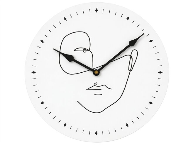 Fali óra LINE FACE 29 cm, fehér