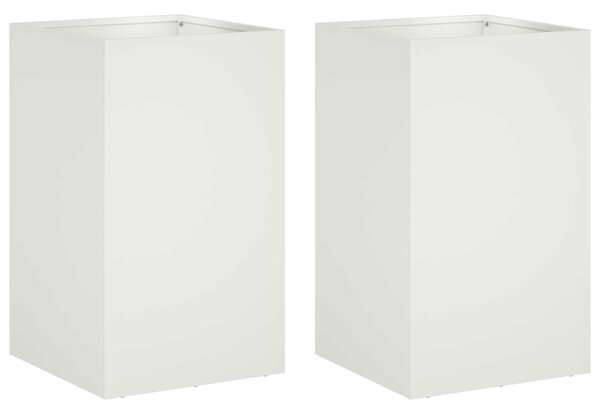 Kerti cserép 2 db Fehér 30 x 30 x 40 cm Hidegen hengerelt acél