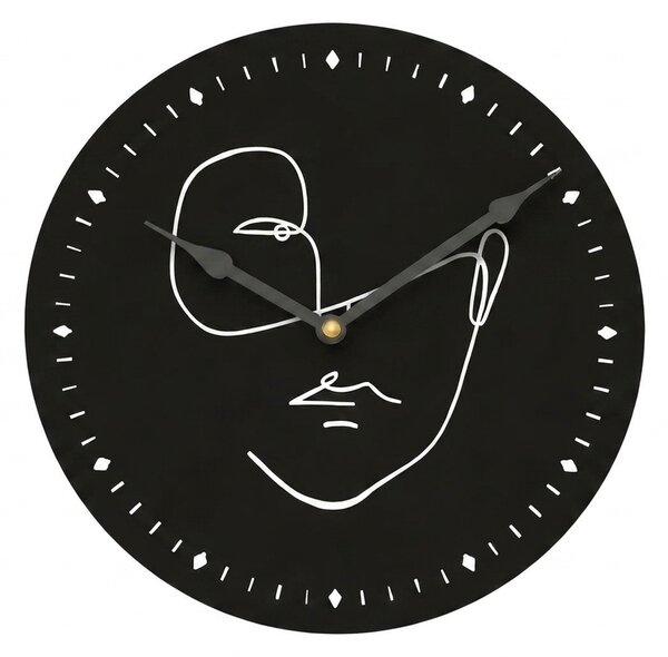 Fali óra LINE FACE 29 cm, fekete
