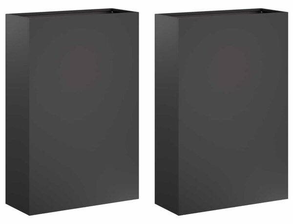 Kerti cserép 2 db Fekete 50 x 20 x 75 cm Hidegen hengerelt acél