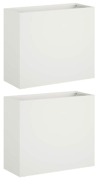 Kerti cserép 2 db Fehér 50 x 20 x 40 cm Hidegen hengerelt acél