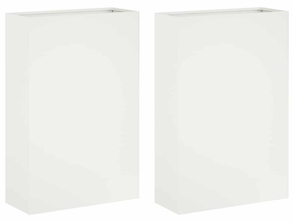 Kerti cserép 2 db Fehér 40 x 20 x 75 cm Hidegen hengerelt acél