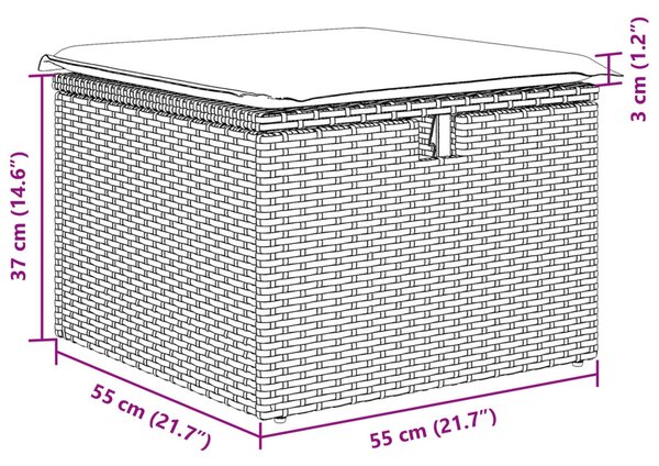 Kerti Kanapé Szett 6 db Szürke Poli rattan
