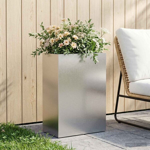 Kerti cserép Ezüst 40 x 30 x 75 cm Rozsdamentes Acél