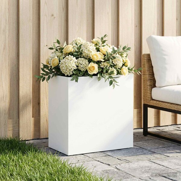 Kerti cserép Fehér 50 x 30 x 40 cm Hidegen hengerelt acél