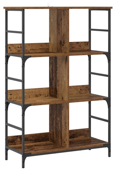 Könyvespolc 4 szintes 78,5 x 33 x 117,5 cm fém PB Antik fa