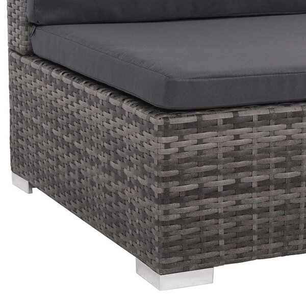 8-részes szürke polyrattan kerti bútorszett párnákkal