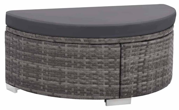 8-részes szürke polyrattan kerti bútorszett párnákkal