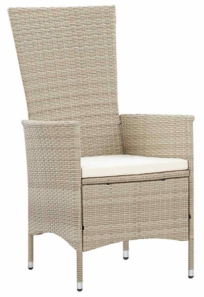 9 részes bézs polyrattan kültéri étkezőszett párnákkal