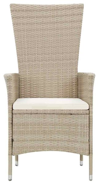 9 részes bézs polyrattan kültéri étkezőszett párnákkal
