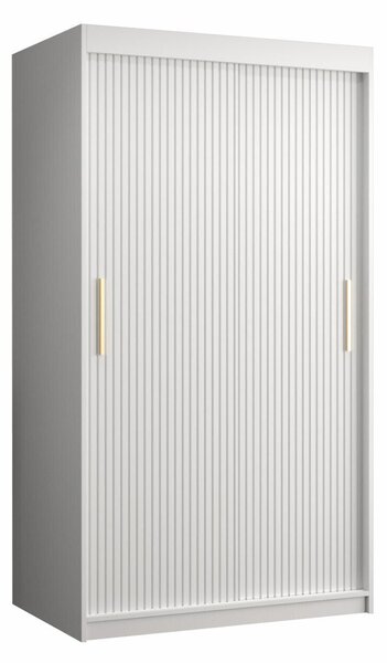 Gardróbszekrény Anulio, Közepes sűrűségű farostlemez, Laminált forgácslap, 200x100x62cm, Fehér