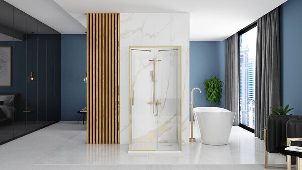 Falra szerelhető zuhanykabin REA Rapid Slide Brush Gold