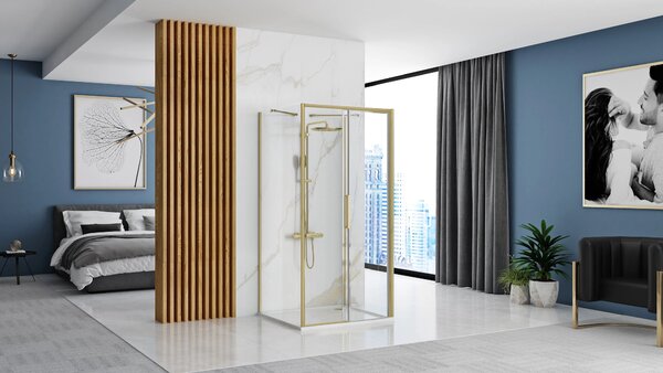Falra szerelhető zuhanykabin REA Rapid Slide Brush Gold