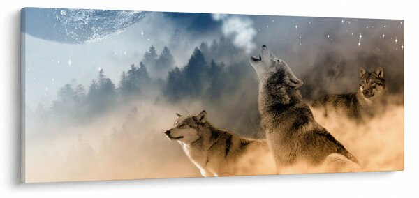Farkasok üvöltése a holdra képe (120x50 cm)