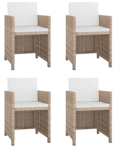 5 részes bézs polyrattan kültéri étkezőszett párnákkal