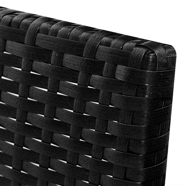 3 részes fekete polyrattan kerti bútorszett párnákkal