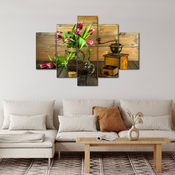 Tulipánok, daráló és kávé képe (150x105 cm)