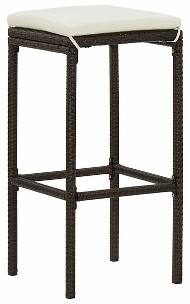7 részes barna polyrattan kerti bárszett párnákkal