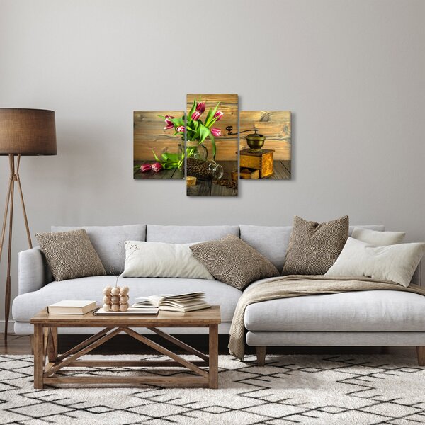 Tulipánok, daráló és kávé képe (90x60 cm)