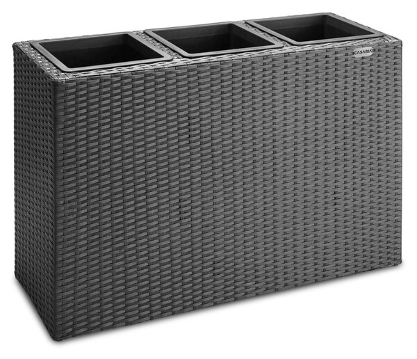 Virágtartó, polyrattan, fekete, 83 x 30