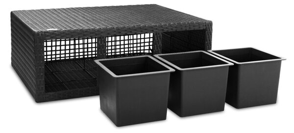 Virágtartó, polyrattan, fekete, 83 x 30