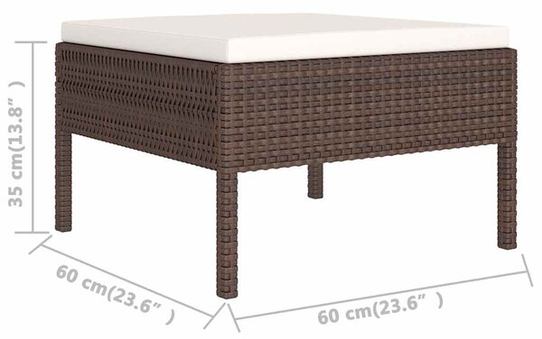 2 részes barna polyrattan kerti bútorszett párnákkal