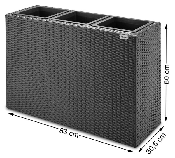 Virágtartó, polyrattan, fekete, 83 x 30