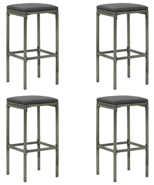 5 darabos szürke polyrattan kerti bárszett párnákkal