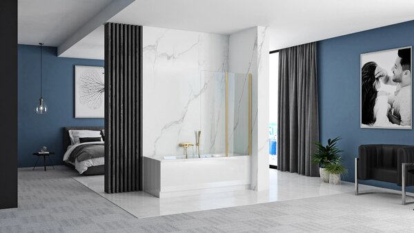 Fürdőkádparaván Rea Agat-2 80cm BRUSH GOLD