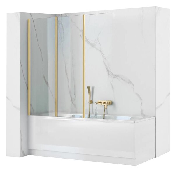 Fürdőkádparaván Rea Agat-3 120 BRUSH GOLD