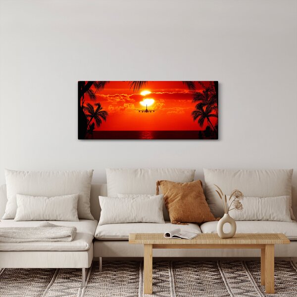 Kép - naplemente repülőgéppel (120x50 cm)
