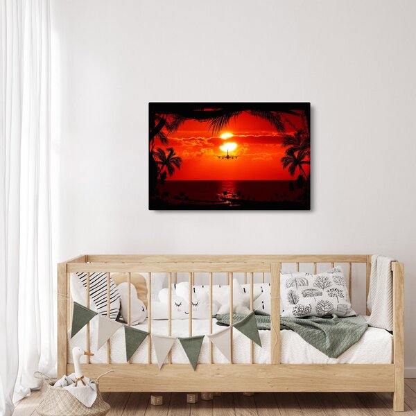Kép - naplemente repülőgéppel (90x60 cm)