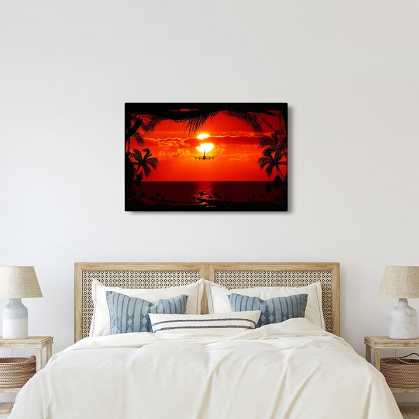 Kép - naplemente repülőgéppel (90x60 cm)