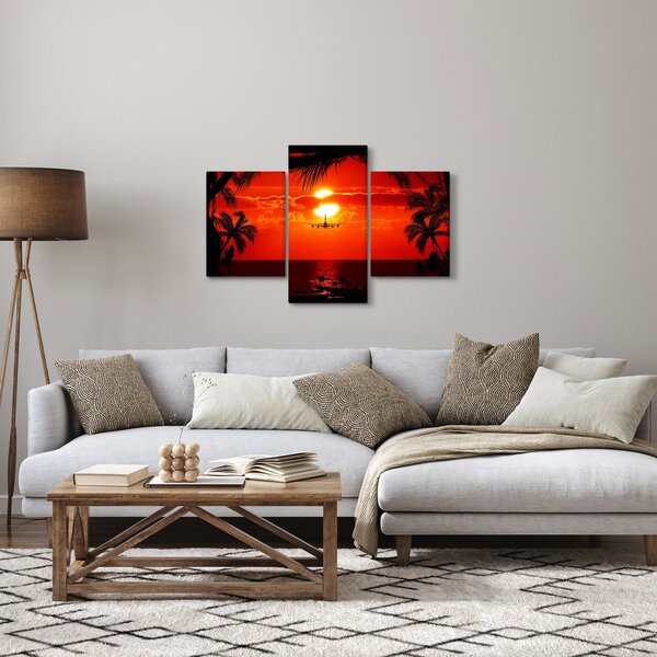 Kép - naplemente repülőgéppel (90x60 cm)