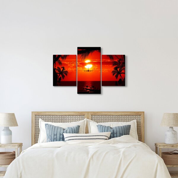 Kép - naplemente repülőgéppel (90x60 cm)