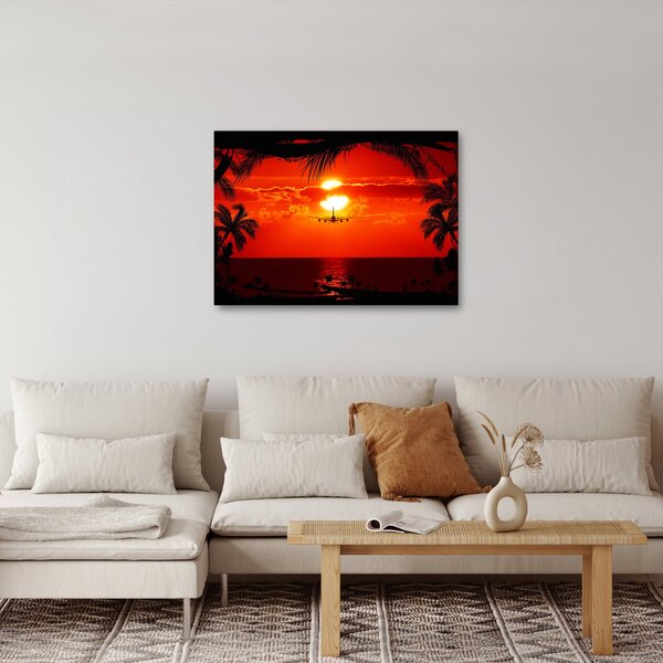 Kép - naplemente repülőgéppel (70x50 cm)