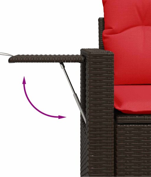 8 db barna polyrattan kerti kanapégarnitúra párnákkal