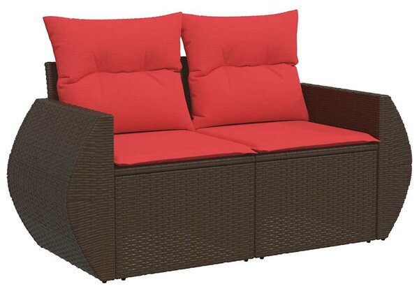 8 db barna polyrattan kerti kanapégarnitúra párnákkal