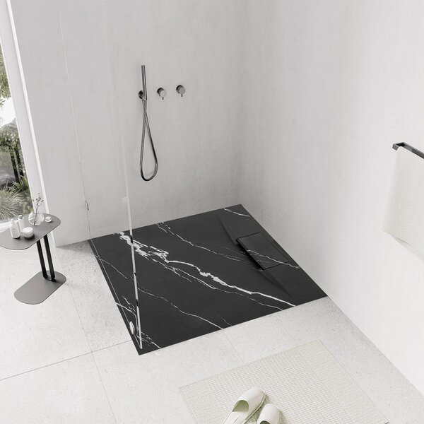Zuhanytálca Bazalt CARRARA BLACK 90x90
