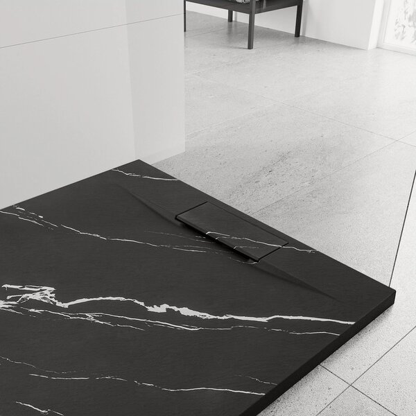 Zuhanytálca Bazalt CARRARA BLACK 90x90